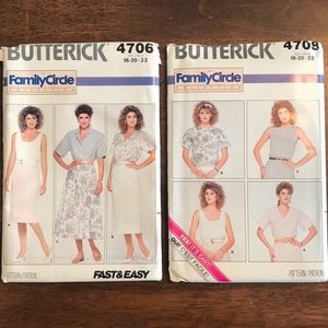 3/$30 Butterick Sewing Patterns 1980’s Vintage